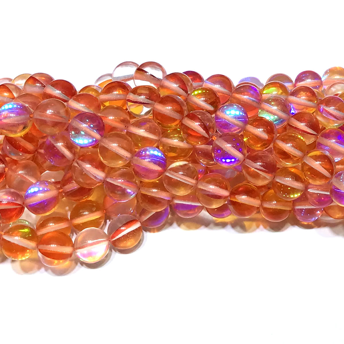 CMS232 Synthetic Moonstone Beads Smooth Round 10mm 15" Strand