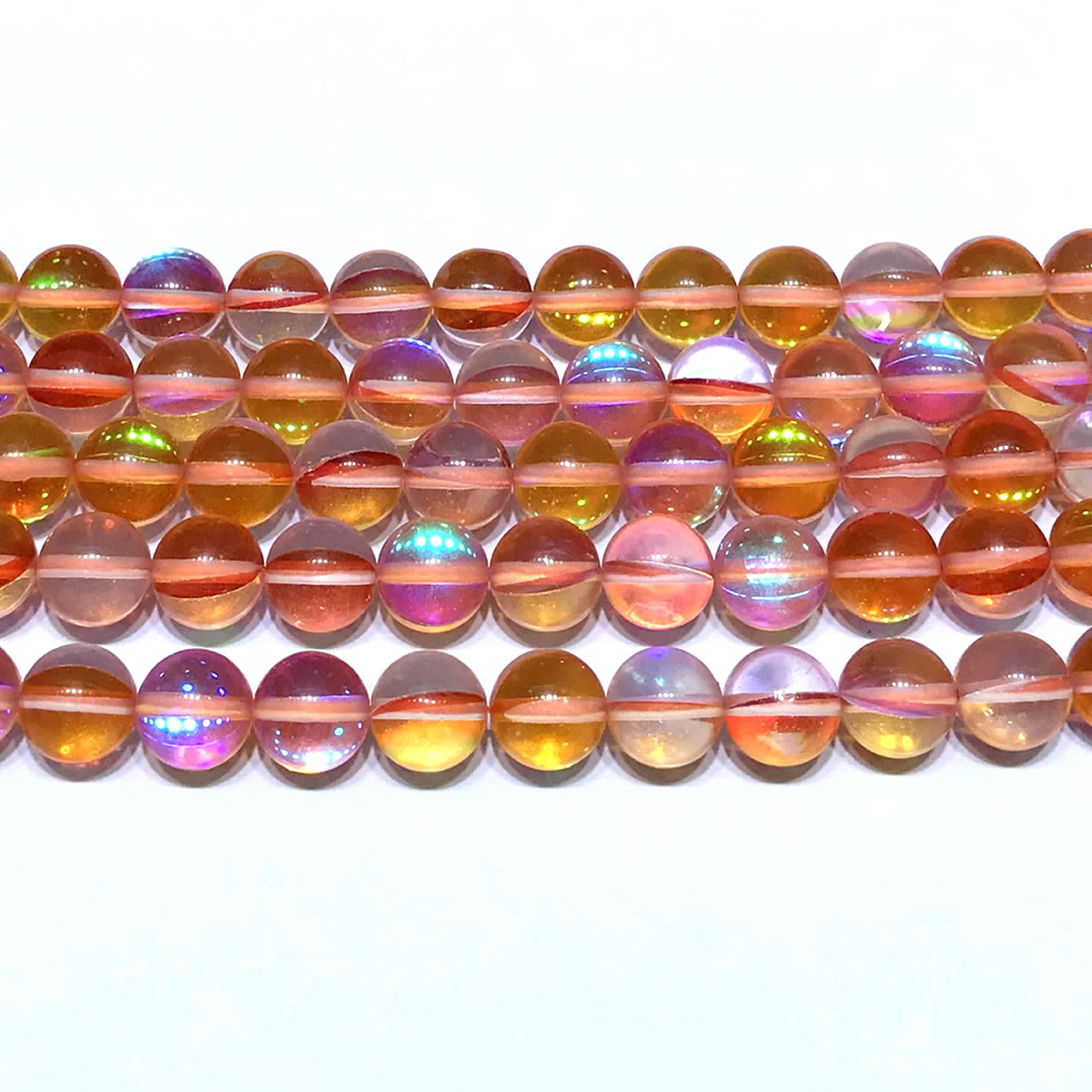 CMS233 Synthetic Moonstone Beads Smooth Round 12mm 15" Strand