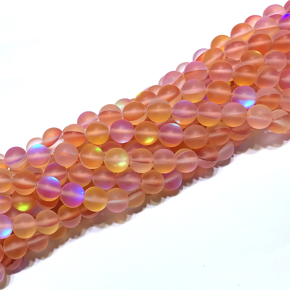 CMS235 Synthetic Moonstone Beads Matte Round 6mm 15" Strand