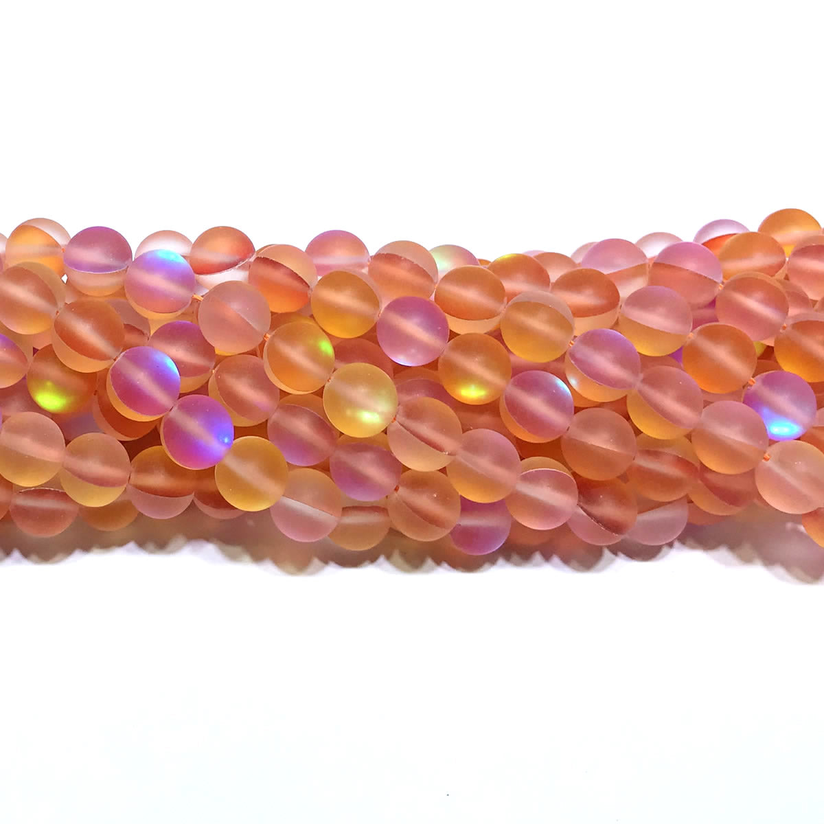 CMS235 Synthetic Moonstone Beads Matte Round 6mm 15" Strand