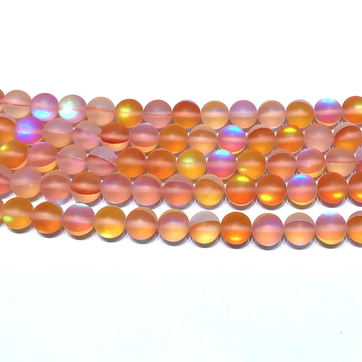 CMS235 Synthetic Moonstone Beads Matte Round 6mm 15" Strand