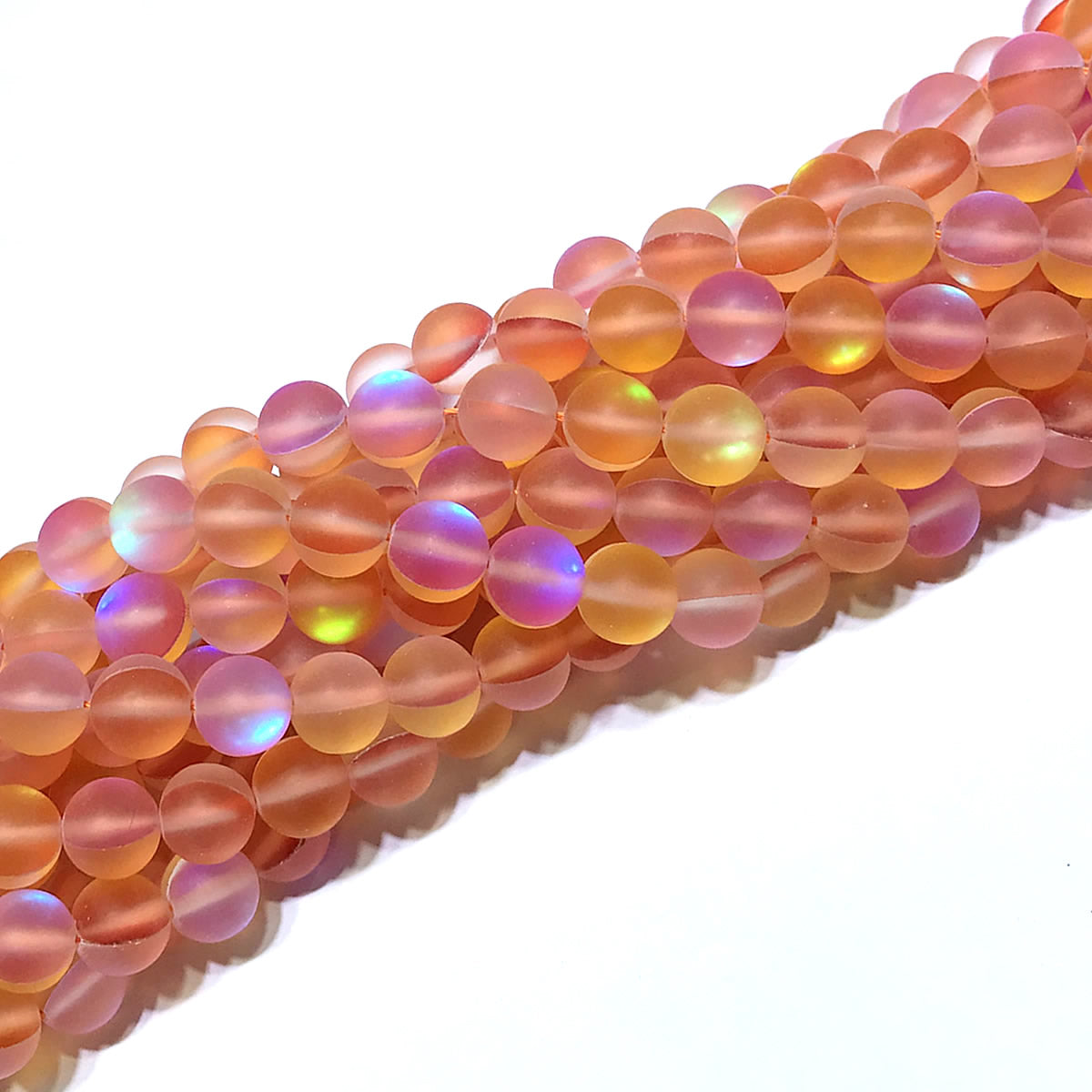 CMS236 Synthetic Moonstone Beads Matte Round 8mm 15" Strand