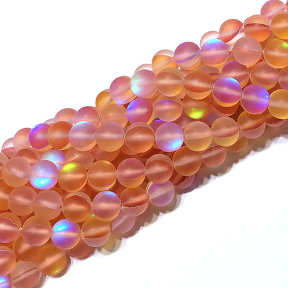 CMS237 Synthetic Moonstone Beads Matte Round 10mm 15" Strand