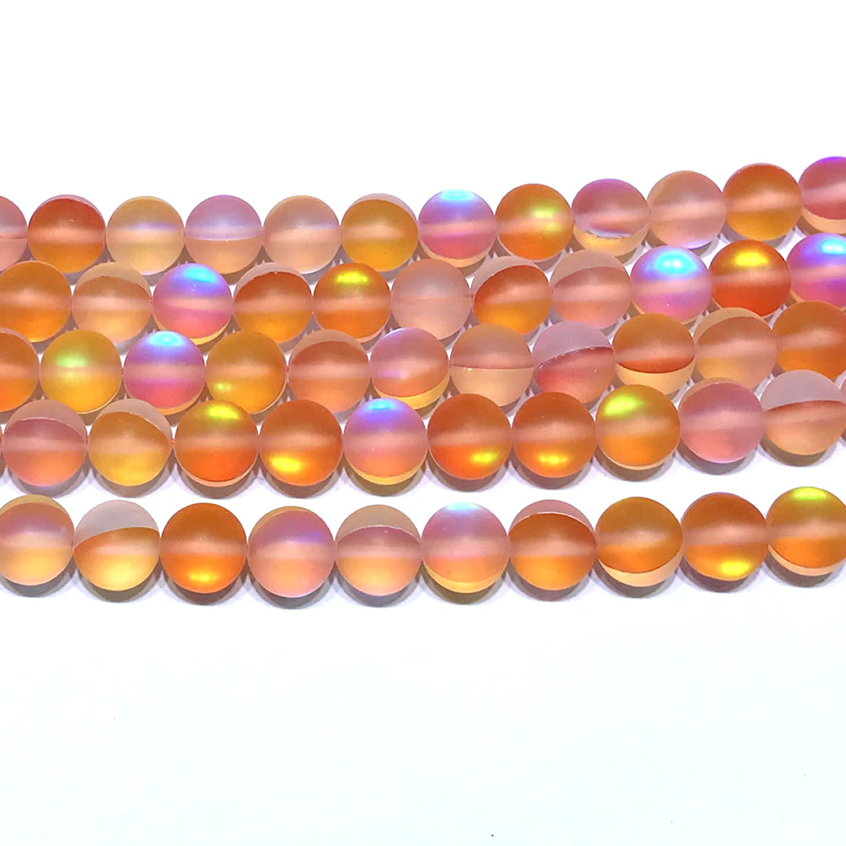 CMS237 Synthetic Moonstone Beads Matte Round 10mm 15" Strand