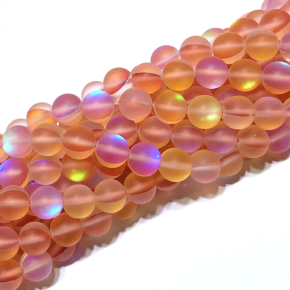 CMS238 Synthetic Moonstone Beads Matte Round 12mm 15" Strand