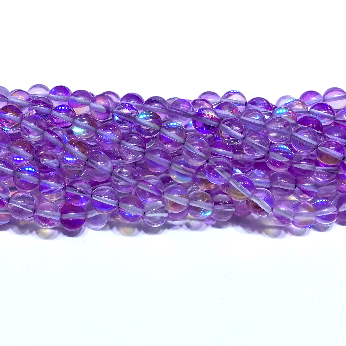 CMS240 Synthetic Moonstone Beads Smooth Round 6mm 15" Strand