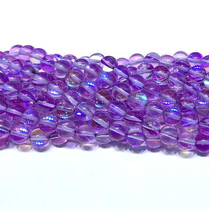 CMS242 Synthetic Moonstone Beads Smooth Round 10mm 15" Strand