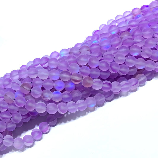 CMS245 Synthetic Moonstone Beads Matte Round 6mm 15" Strand