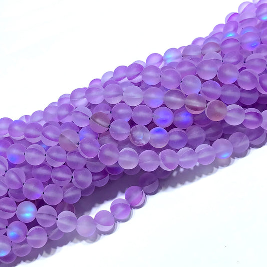 CMS246 Synthetic Moonstone Beads Matte Round 8mm 15" Strand