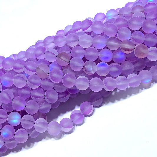 CMS247 Synthetic Moonstone Beads Matte Round 10mm 15" Strand