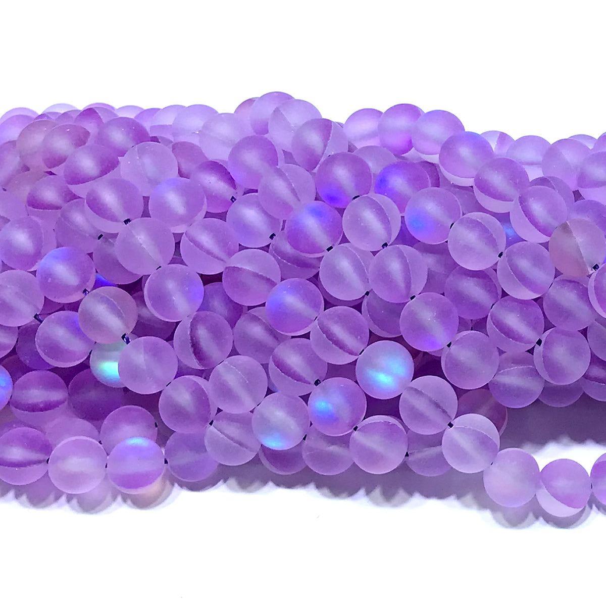 CMS247 Synthetic Moonstone Beads Matte Round 10mm 15" Strand