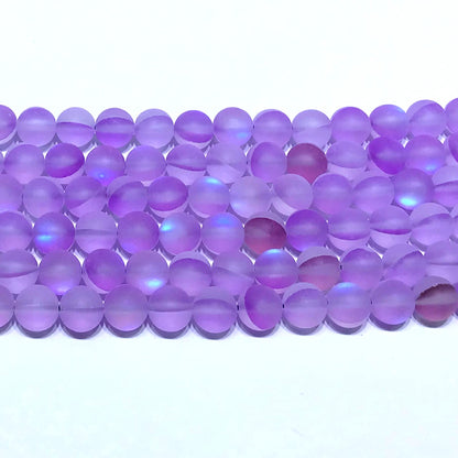 CMS247 Synthetic Moonstone Beads Matte Round 10mm 15" Strand