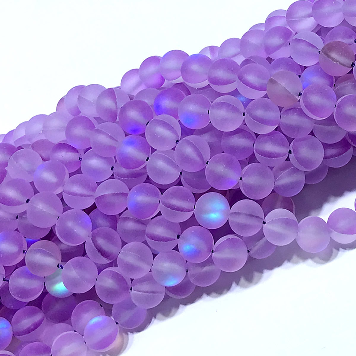 CMS248 Synthetic Moonstone Beads Matte Round 12mm 15" Strand