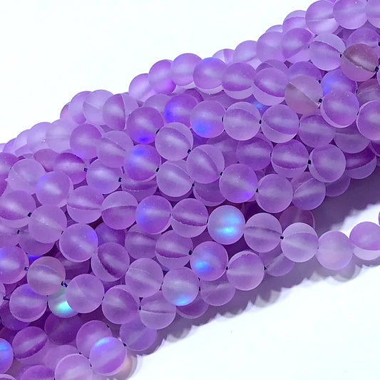 CMS248 Synthetic Moonstone Beads Matte Round 12mm 15" Strand