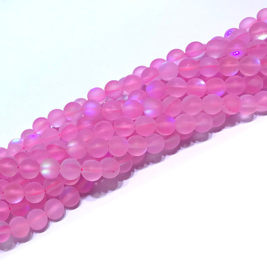 CMS255 Synthetic Moonstone Beads Matte Round 6mm 15" Strand