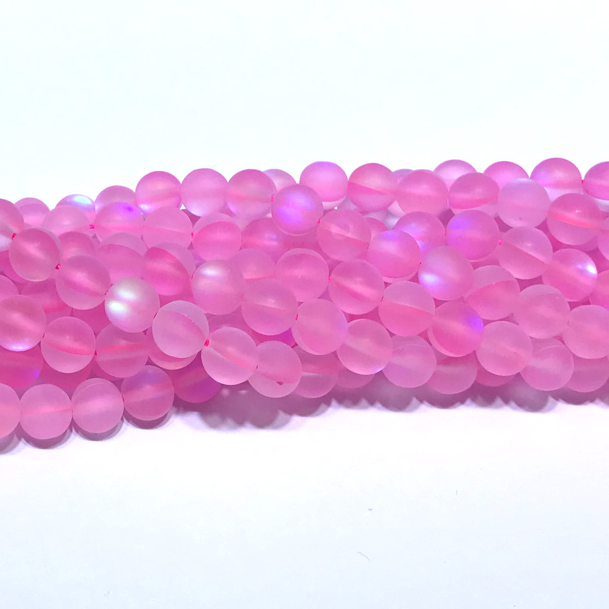 CMS255 Synthetic Moonstone Beads Matte Round 6mm 15" Strand