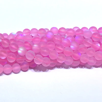 CMS255 Synthetic Moonstone Beads Matte Round 6mm 15" Strand