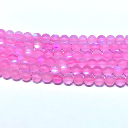 CMS255 Synthetic Moonstone Beads Matte Round 6mm 15" Strand