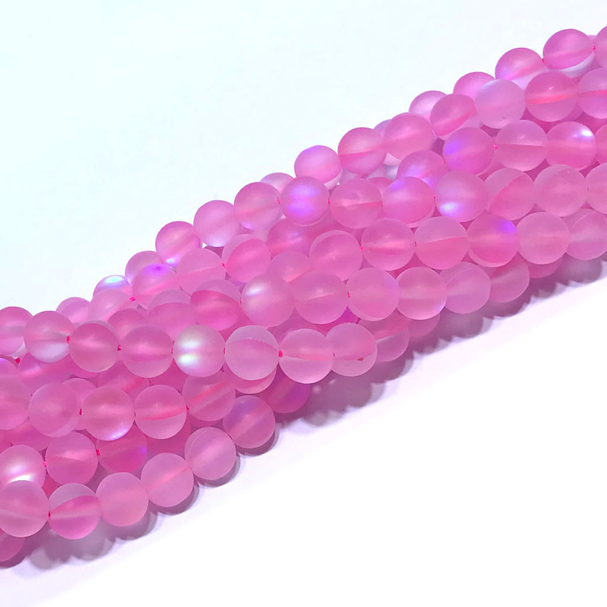 CMS256 Synthetic Moonstone Beads Matte Round 8mm 15" Strand