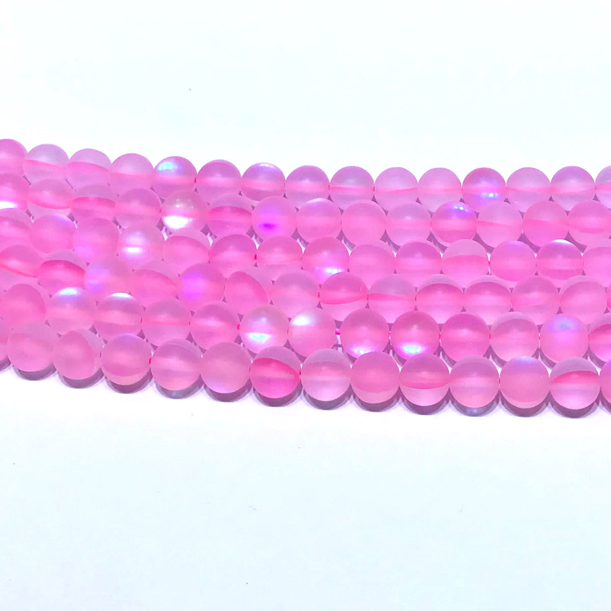 CMS256 Synthetic Moonstone Beads Matte Round 8mm 15" Strand