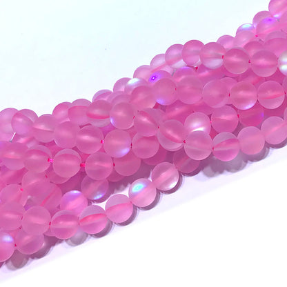 CMS257 Synthetic Moonstone Beads Matte Round 10mm 15" Strand