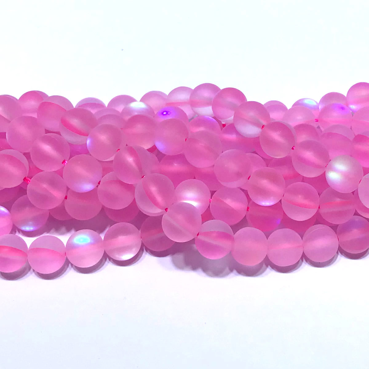 CMS257 Synthetic Moonstone Beads Matte Round 10mm 15" Strand