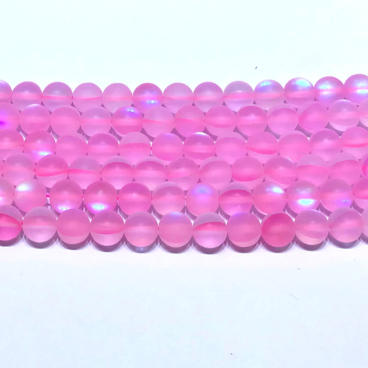 CMS257 Synthetic Moonstone Beads Matte Round 10mm 15" Strand