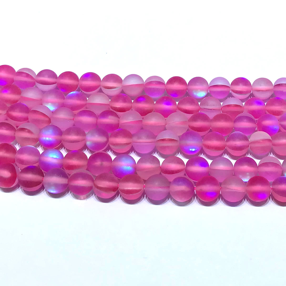 CMS265 Synthetic Moonstone Beads Matte Round 6mm 15" Strand