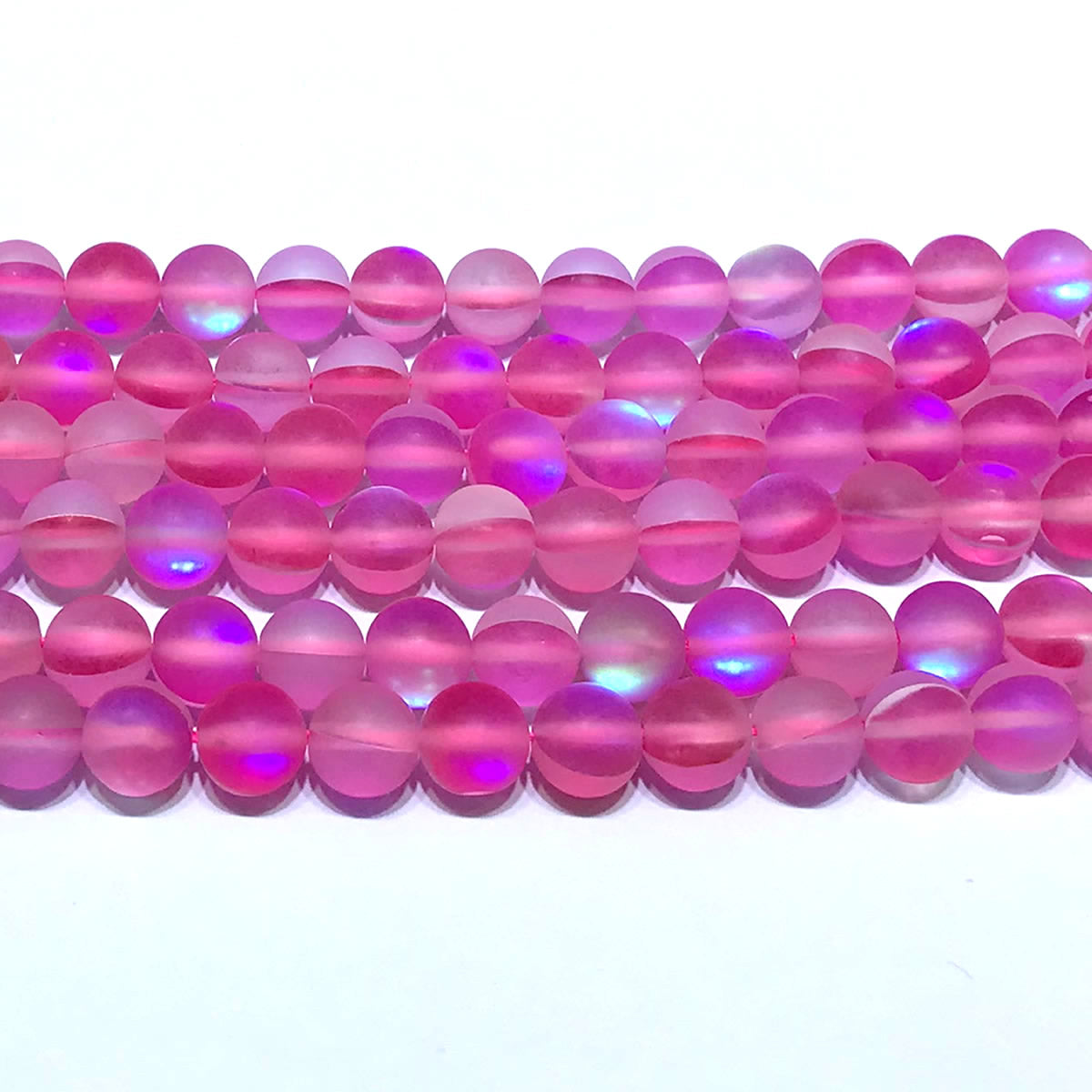 CMS267 Synthetic Moonstone Beads Matte Round 10mm 15" Strand