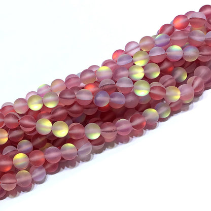 CMS275 Synthetic Moonstone Beads Matte Round 6mm 15" Strand