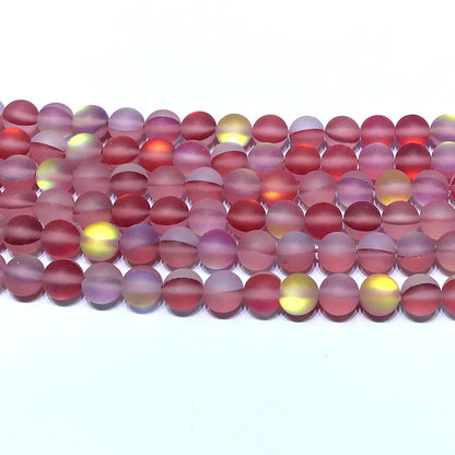 CMS275 Synthetic Moonstone Beads Matte Round 6mm 15" Strand