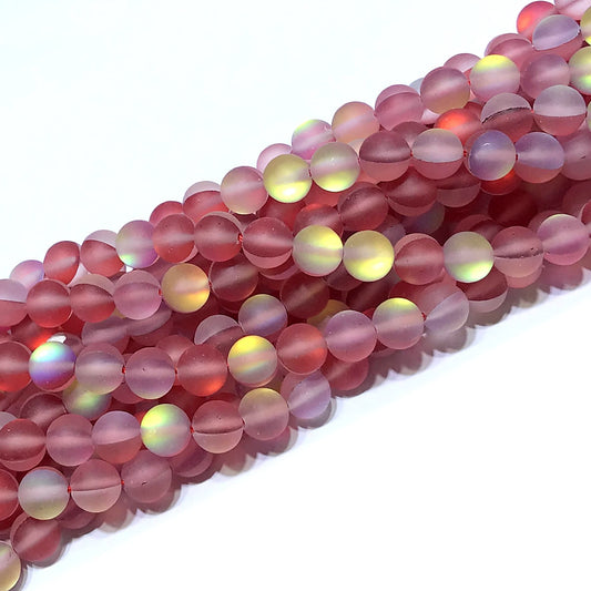 CMS276 Synthetic Moonstone Beads Matte Round 8mm 15" Strand