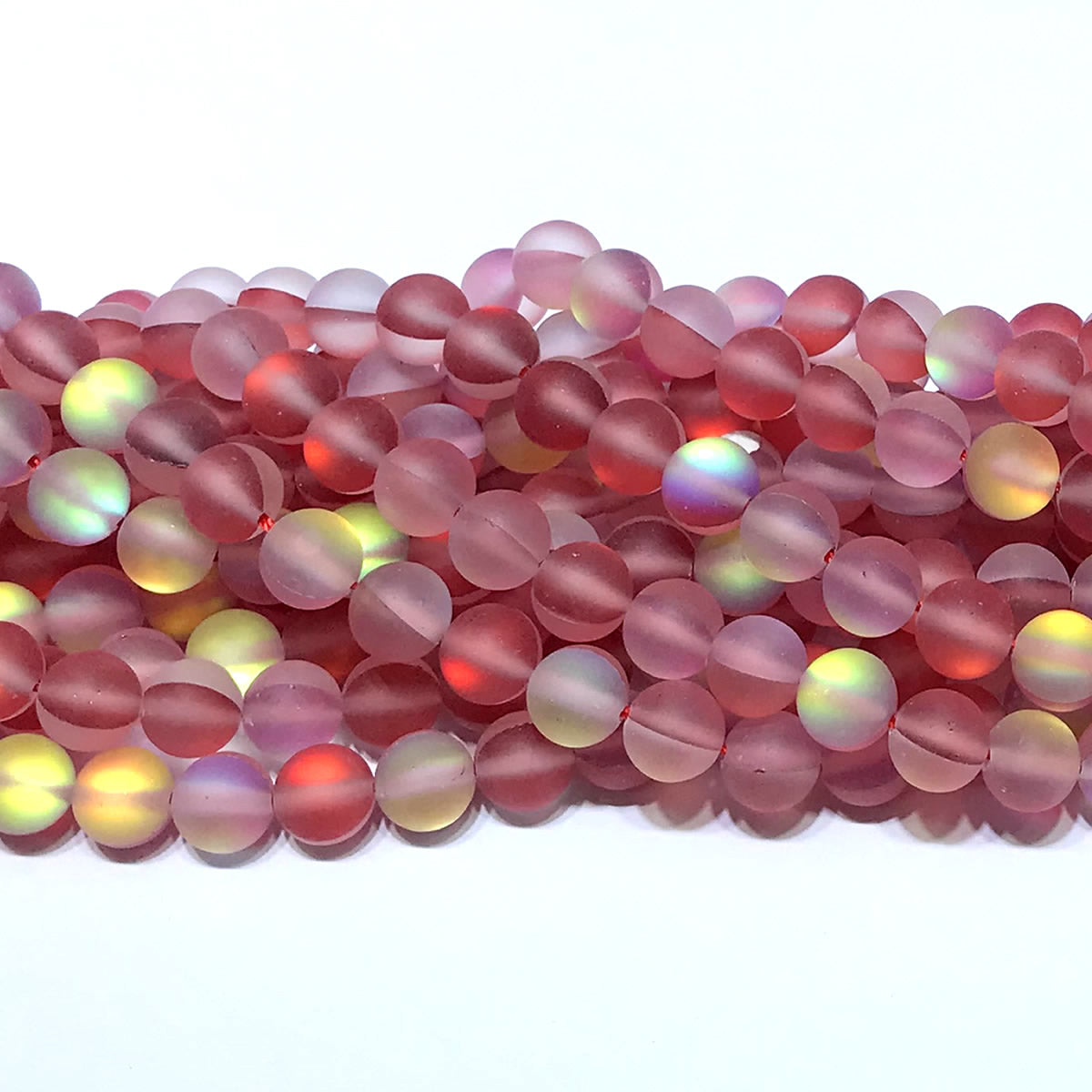 CMS277 Synthetic Moonstone Beads Matte Round 10mm 15" Strand