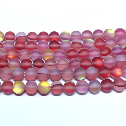 CMS277 Synthetic Moonstone Beads Matte Round 10mm 15" Strand