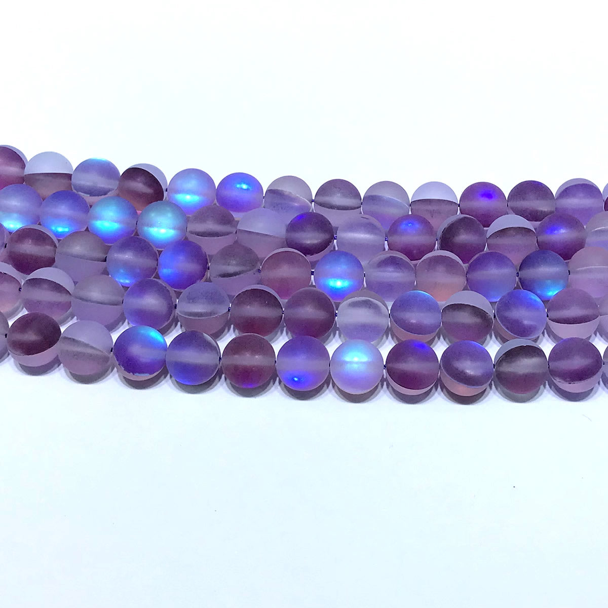 CMS280 Synthetic Moonstone Beads Matte Round 6mm 15" Strand