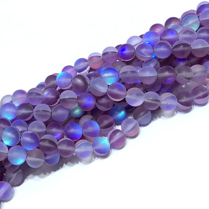 CMS281 Synthetic Moonstone Beads Matte Round 8mm 15" Strand