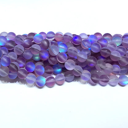 CMS281 Synthetic Moonstone Beads Matte Round 8mm 15" Strand