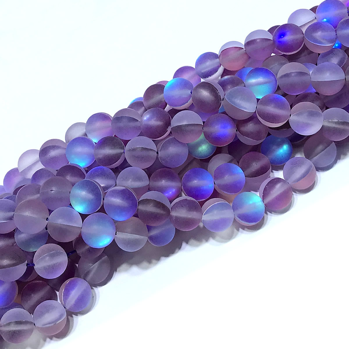 CMS282 Synthetic Moonstone Beads Matte Round 10mm 15" Strand