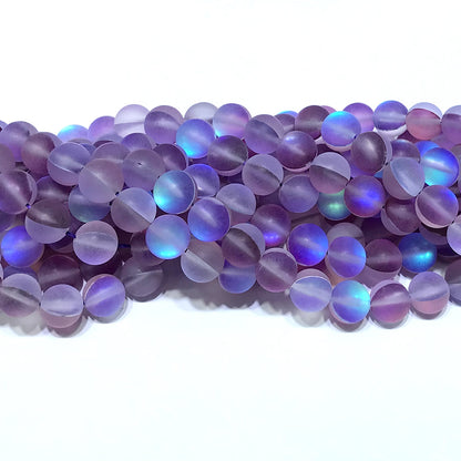 CMS282 Synthetic Moonstone Beads Matte Round 10mm 15" Strand