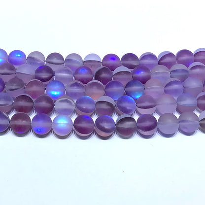 CMS282 Synthetic Moonstone Beads Matte Round 10mm 15" Strand