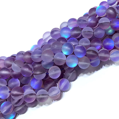 CMS283 Synthetic Moonstone Beads Matte Round 12mm 15" Strand