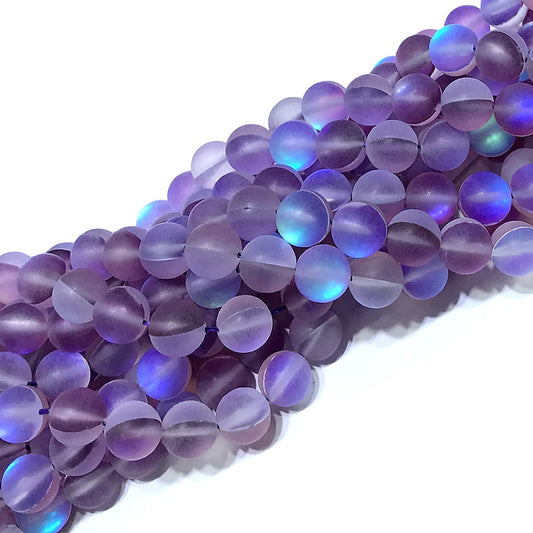 CMS283 Synthetic Moonstone Beads Matte Round 12mm 15" Strand