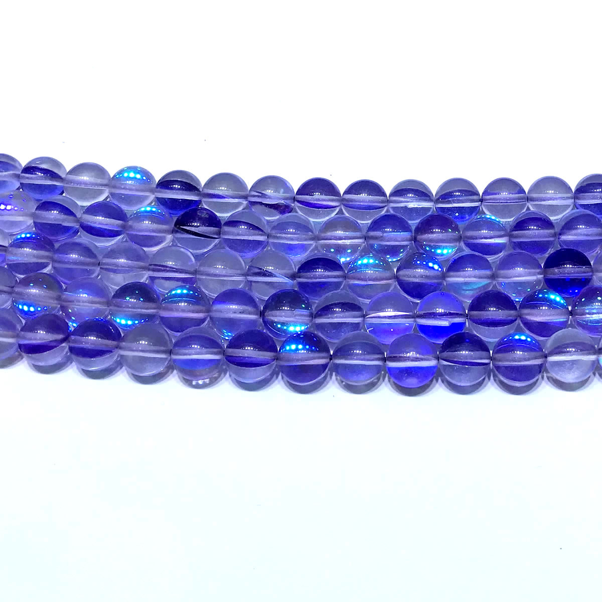 CMS290 Synthetic Moonstone Beads Smooth Round 6mm 15" Strand