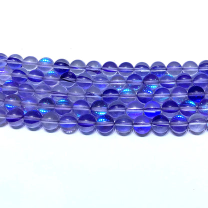 CMS291 Synthetic Moonstone Beads Smooth Round 8mm 15" Strand