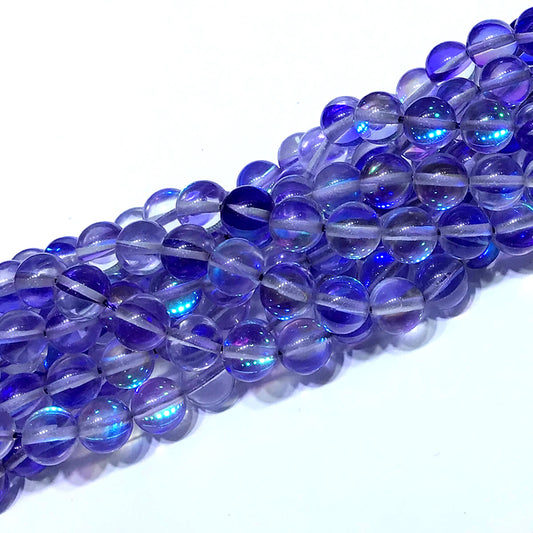 CMS292 Synthetic Moonstone Beads Smooth Round 10mm 15" Strand