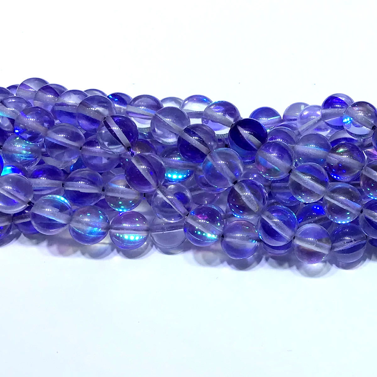 CMS292 Synthetic Moonstone Beads Smooth Round 10mm 15" Strand