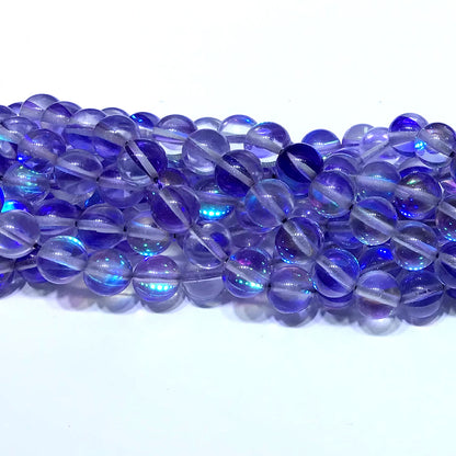 CMS292 Synthetic Moonstone Beads Smooth Round 10mm 15" Strand