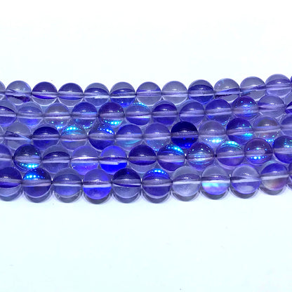 CMS292 Synthetic Moonstone Beads Smooth Round 10mm 15" Strand