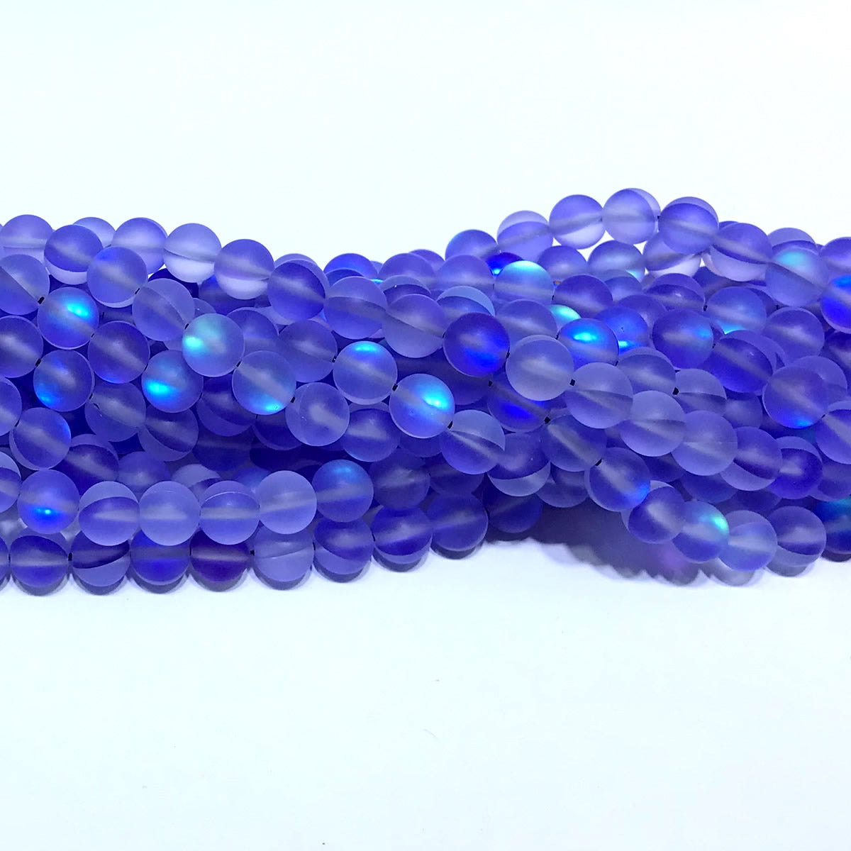 CMS295 Synthetic Moonstone Beads Matte Round 6mm 15" Strand