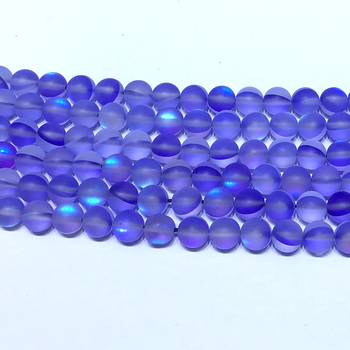 CMS295 Synthetic Moonstone Beads Matte Round 6mm 15" Strand